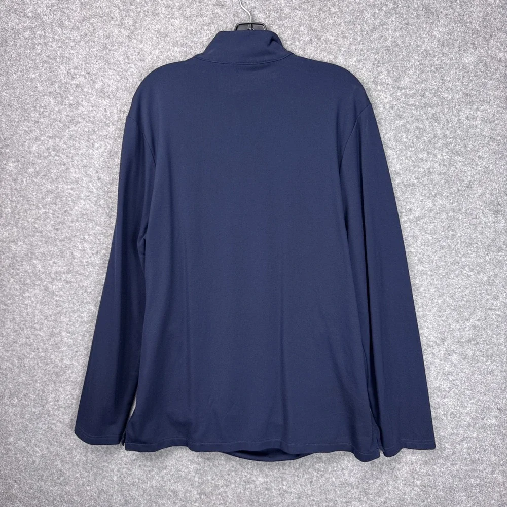 Cuts Pullover Quarter Zip XXL Navy Blue Viscose Blend Stretch Business Casual